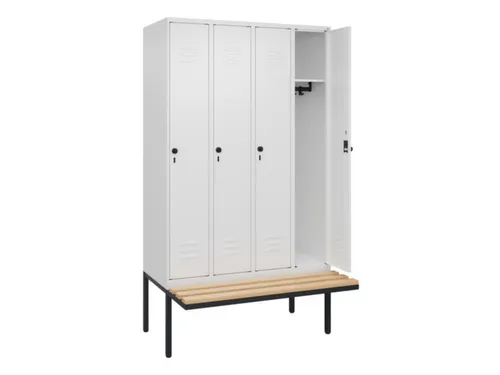 locker met bank,HxBxD 2120x1200x815mm,4vak,vak B 300mm,draaigrendel