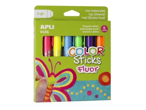Color Sticks Fluor Plakkaatverf Blister Met 6 Stuks
