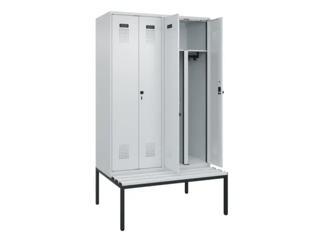 PBM-locker met bank,HxBxD 2120x1200x815mm,4vak,vak B 300mm