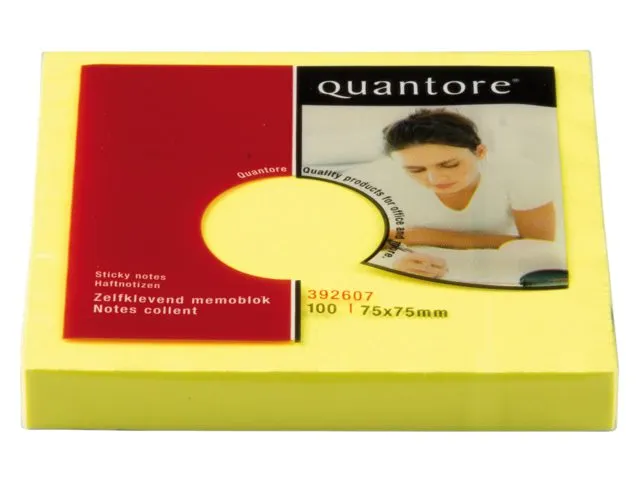 Memoblok Quantore 76x76mm neon kleuren assorti 4 kleuren
