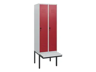 locker met bank,HxBxD 1950x600x815mm,2vak,vak B 300mm,draaigrendel - 1