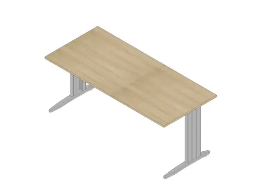 bureau,HxBxD 730x1800x800mm,blad eiken,C-voet aluminium