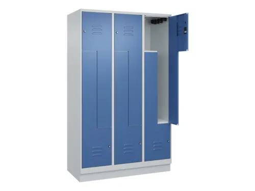 Z-garderobekast,HxBxD 1950x1200x500mm,vak B 200/400mm,cil.-slot,sokkel