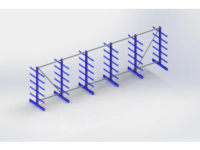 Draagarmstelling Dubbelzijdig 2000x6750x1150mm 6gelijk Lange Armen