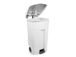 Verrijdbare Container Met Pedaal 125 Liter Wit