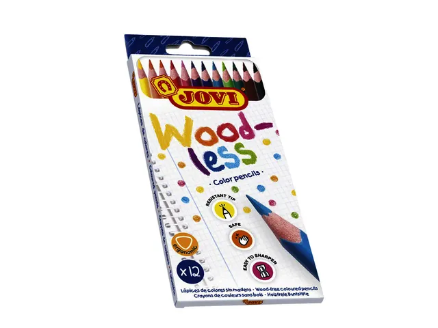 Crayons de couleur Jovi sans bois assorti étui 12 pièces