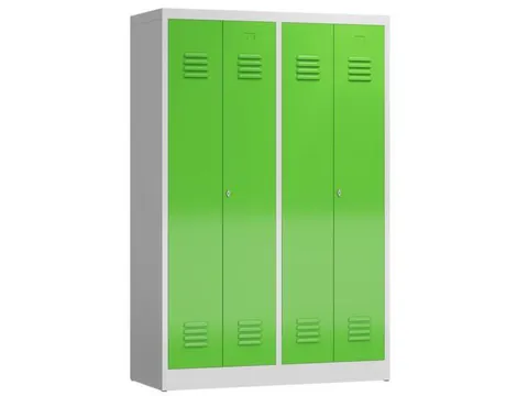 garderobekast HxBxD 1800x1185x500mm 4vak klink RAL7035 RAL6018