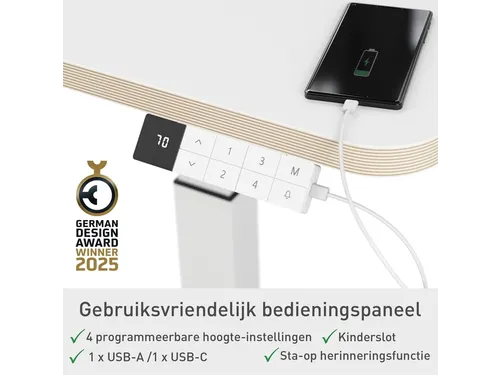 Zit-Sta bureau 80x60cm Leitz Ergo elektrisch klein