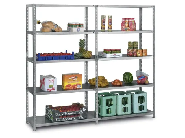 RVS stelling aanbouwveld 2000x1000x400mm vakl. 200kg 5xRVSlegbord