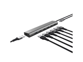Hub Trust HALYX 7-port USB-A 3.2 zilver - 3