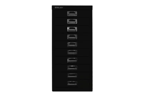 kantoor-ladekast HxBxD 590x278x380mm 10 laden romp + front zwart staal