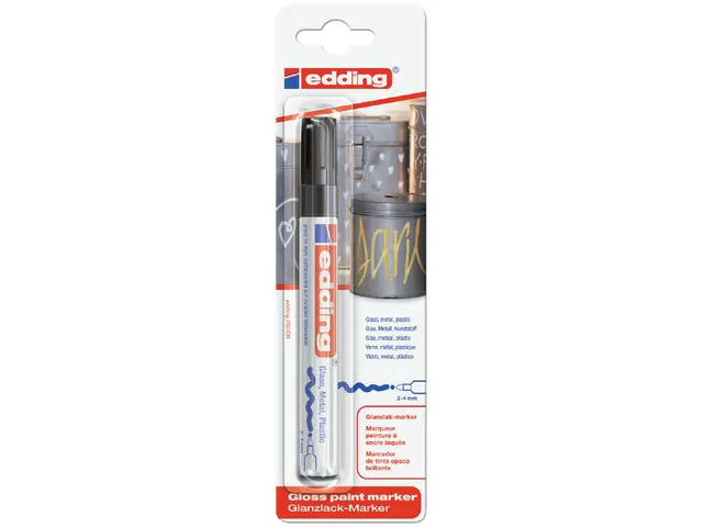 Paintmarker edding 750 op oliebasis 2-4mm zwart blister à 1 stuk