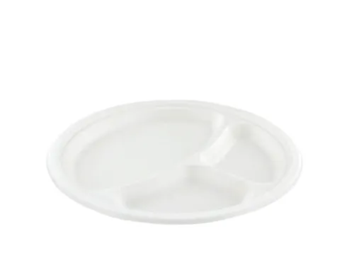 Bord IEZZY 260mm 3 vaks suikerriet PFAS-vrij wit 50 stuks