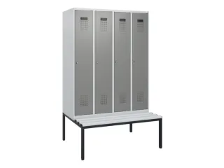 locker met bank,HxBxD 1950x1200x815mm,4vak,vak B 300mm,cilinderslot - 2