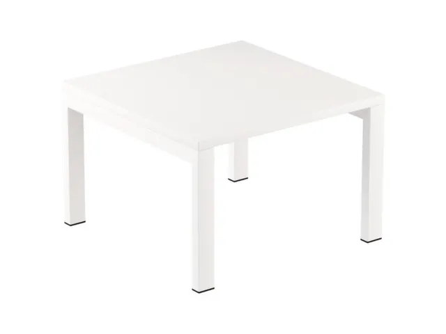 guéridon HxlxP 400x600x600mm carré 4 pieds blanc tube carré