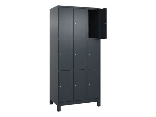 lockerkast,HxBxD 1950x900x500mm,3x3vakken,vak B 300mm,cil.-slot,voeten