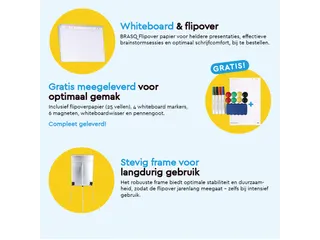 BRASQ Flipover Basic 70x100cm Magnetisch Aluminum met accessoires - 7