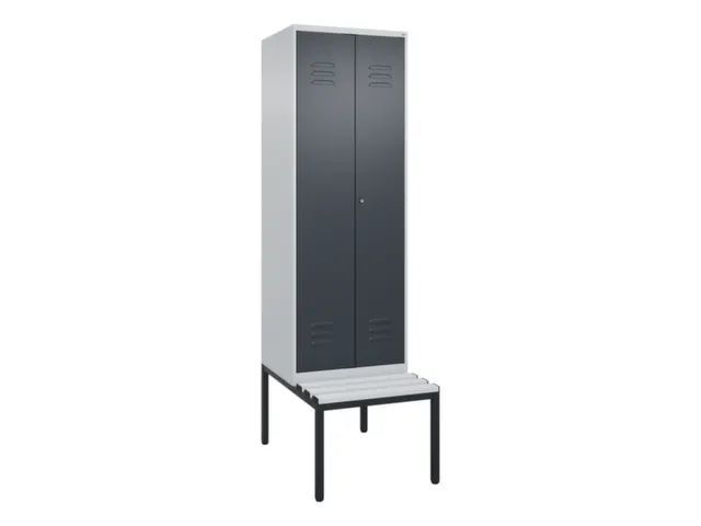 PBM-locker met bank,HxBxD 2120x600x815mm,2vak,vak B 300mm,cil.-slot