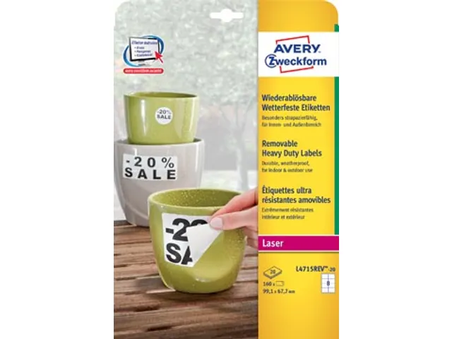 Avery Afneembare Weerbestendige Etiketten 99.1 x 67.7 mm