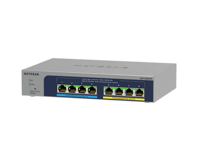 NETGEAR MS108EUP, Géré, L2/L3, 2.5G Ethernet (100/1000/2500), Full d