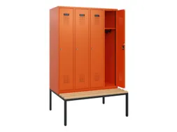 locker met bank,HxBxD 1950x1200x815mm,4vak,vak B 300mm,cilinderslot