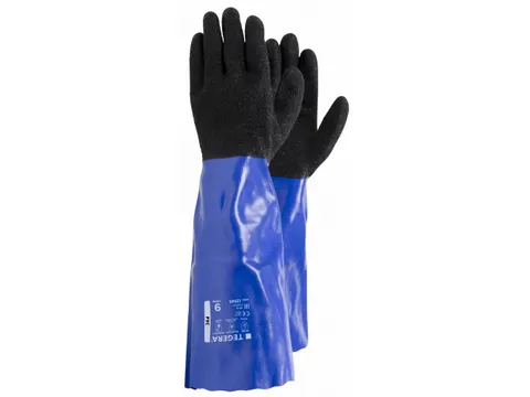 Tegera 12945 PVC handschoenen, blauw/zwart, maat 10