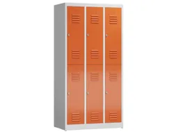 Dubbeldekse garderobekast 1800x870x500mm 3x2vak klink RAL7035 RAL3000