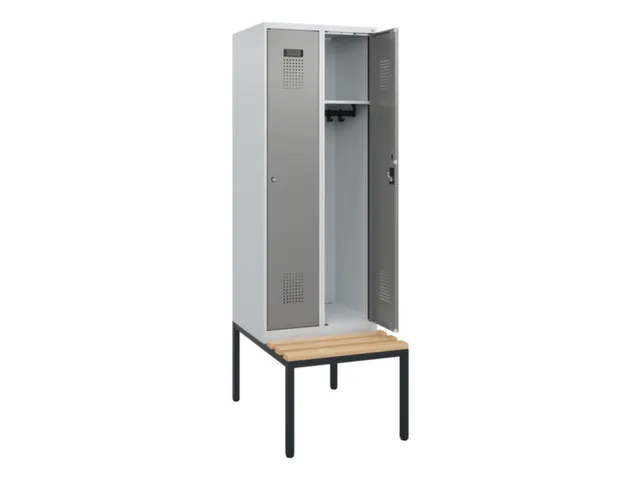 locker met bank,HxBxD 1950x600x815mm,2vak,vak B 300mm,cilinderslot
