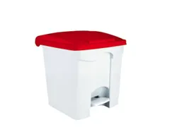 Contitop,afvalbak met pedaal 30L wit/rood/VE:3