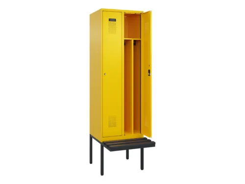 locker met bank,voor scheiding van kleding,HxBxD 2120x600x815mm,2vak