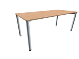 vergadertafel HxBxD 72x180x80cm rechthoekig beuken 4voeten Alu