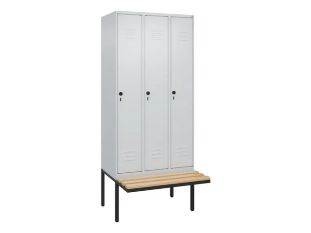 locker met bank,HxBxD 2120x900x815mm,3vak,vak B 300mm,draaigrendel