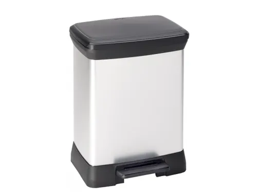 Rechthoekige pedaalemmer Decobin 30 Liter Zilver