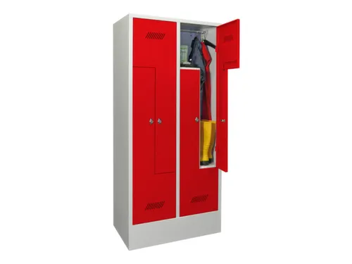 Z-garderobekast,HxBxD 1850x800x500mm,vak B 400mm,RAL7035,front RAL3000