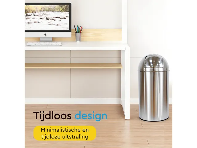 Afvalbak BRASQ Push Bin PB230+ 30 liter rvs