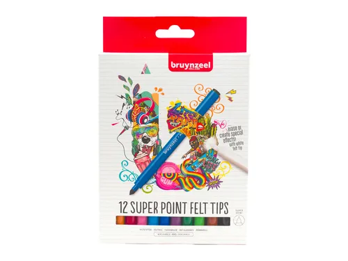 Kleurstift Bruynzeel Teens Super Point set à 12 kleuren