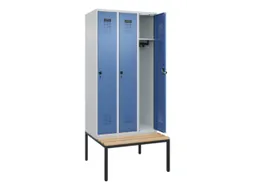 locker met bank,HxBxD 2120x900x815mm,3vak,vak B 300mm,draaigrendel