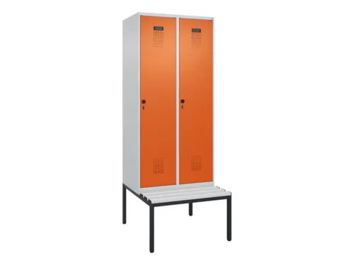 locker met bank,HxBxD 2120x800x815mm,2vak,vak B 400mm,draaigrendel