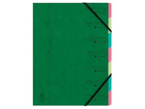 Sorteermap A4 7 vaks groen karton