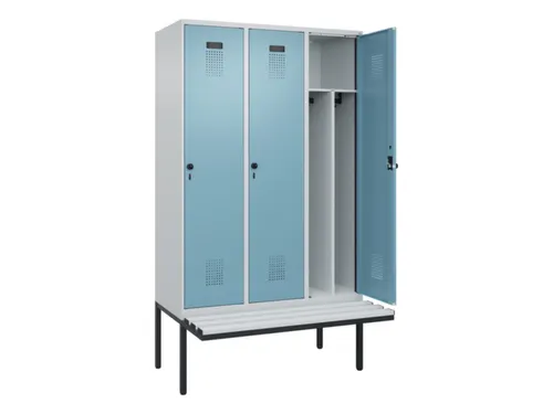 locker met bank,voor scheiding van kleding,HxBxD 2120x1200x815mm,3vak