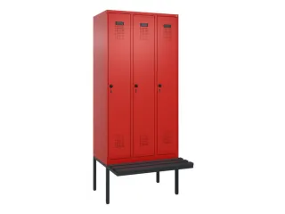 locker met bank,HxBxD 2120x900x815mm,3vak,vak B 300mm,draaigrendel - 2