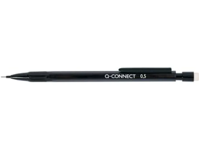 Q-Connect Vulpotlood Zwart met clip en gum + 3x 0,5mm HB stift