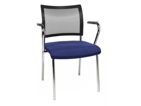 Bezoekersstoel Armleuningen Blauw Stof Rugleuning Netbekleding Zwart