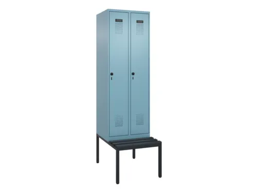 locker met bank,voor scheiding van kleding,HxBxD 2120x600x815mm,2vak