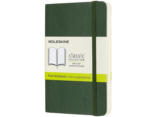 Notitieboek Moleskine pocket 90x140mm blanco soft cover myrtle green