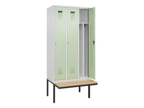 locker met bank,voor scheiding van kleding,HxBxD 2120x900x815mm,3vak