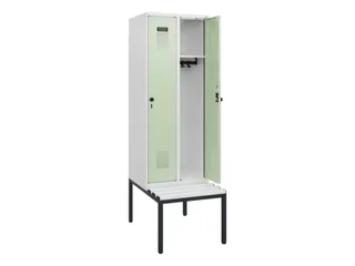 locker met bank,HxBxD 1950x600x815mm,2vak,vak B 300mm,draaigrendel - 1