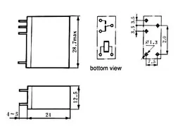 Verticaal Relais 10A/30VDC-220VAC 1 x Wissel 24VDC