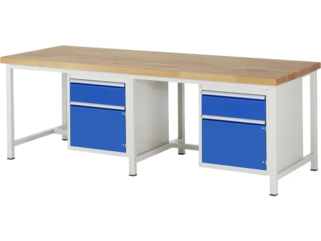 établi HxlxP 840-1040x2500x900mm plateau hêtre force 1250kg