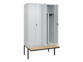 PBM-locker met bank,HxBxD 2120x1200x815mm,4vak,vak B 300mm - 2